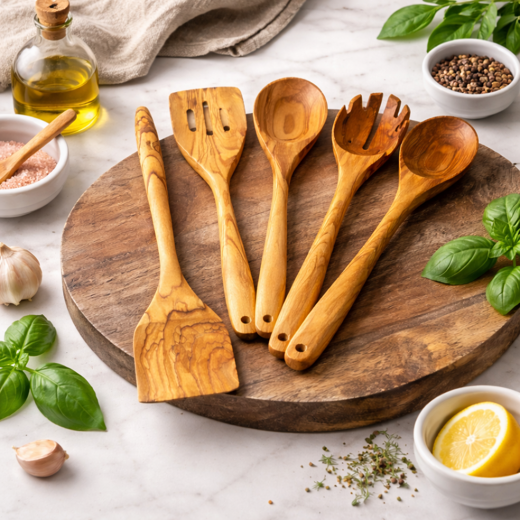 Wood Utensil Set 5pcs, Wooden Utensils for Cooking, Kitchen Utensils Set, Spatula and Spoon Set, Wood Utensils, Cooking Utensils